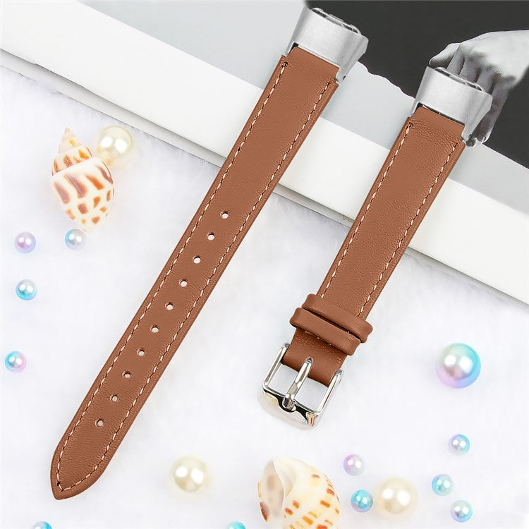 Top Layer Cowhide Leather Watchband Replacement for Samsung Galaxy Fit SM-R370 - Brown