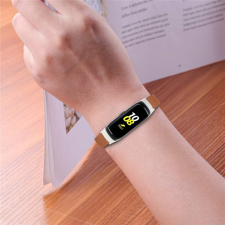 Top Layer Cowhide Leather Watchband Replacement for Samsung Galaxy Fit SM-R370 - Brown
