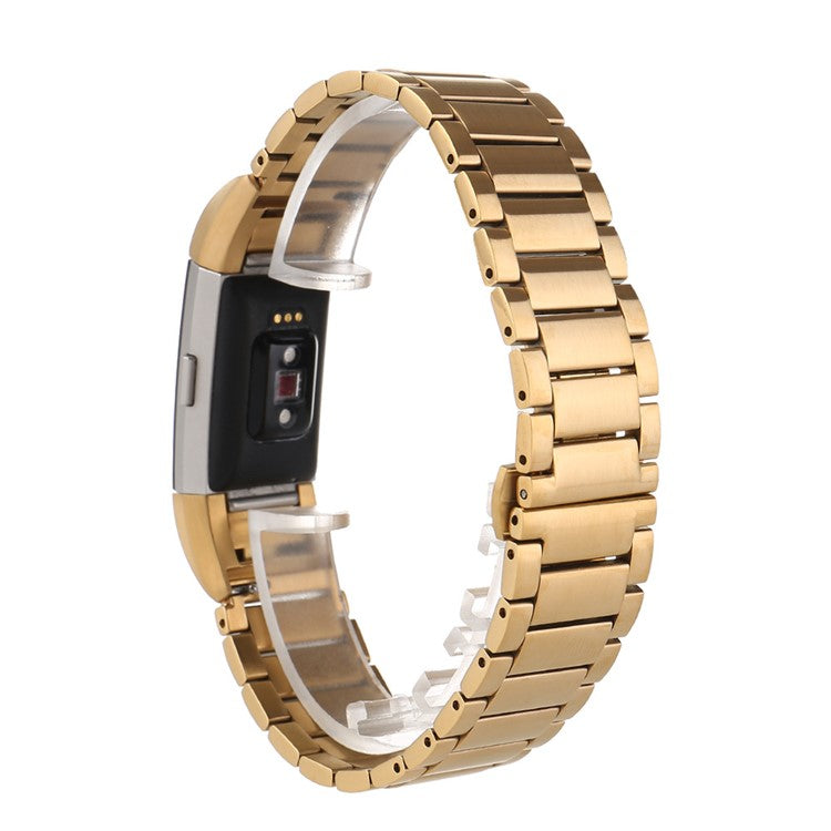 Three Beads Stainless Steel Watch Band Strap for Fitbit Charge 2 - Gold