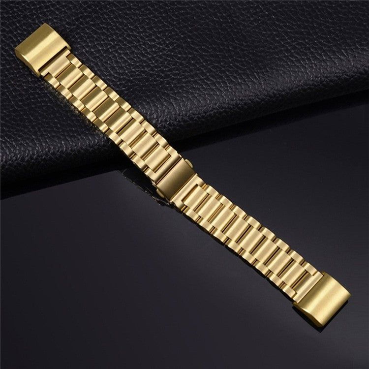 Three Beads Stainless Steel Watch Band Strap for Fitbit Charge 2 - Gold