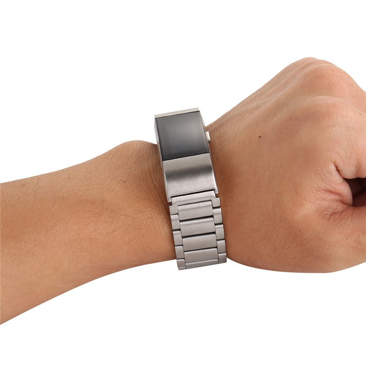 Three Beads Stainless Steel Watch Band Strap for Fitbit Charge 2 - Silver