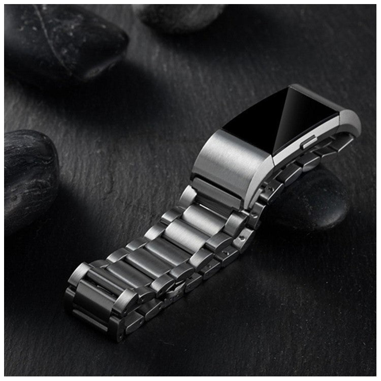 Three Beads Stainless Steel Watch Band Strap for Fitbit Charge 2 - Silver