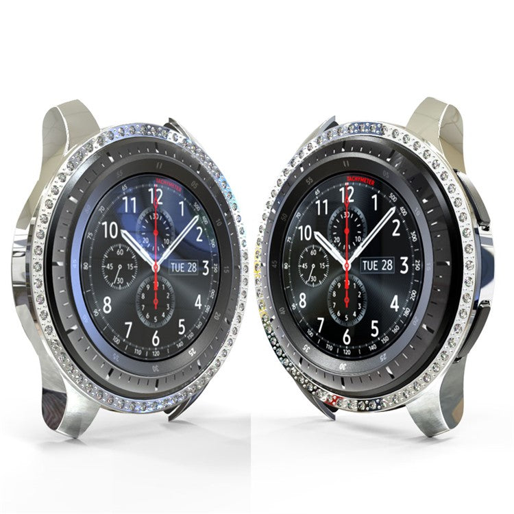 Rhinestone Decor PC Frame Case for Samsung Galaxy Watch 46mm - Silver