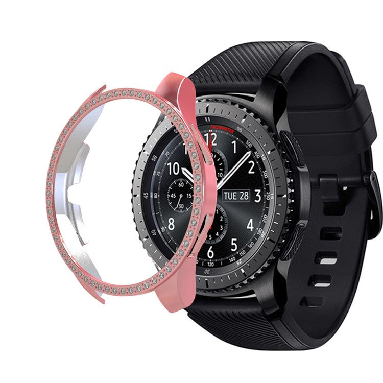Rhinestone Decor PC Frame Case for Samsung Galaxy Watch 46mm - Pink