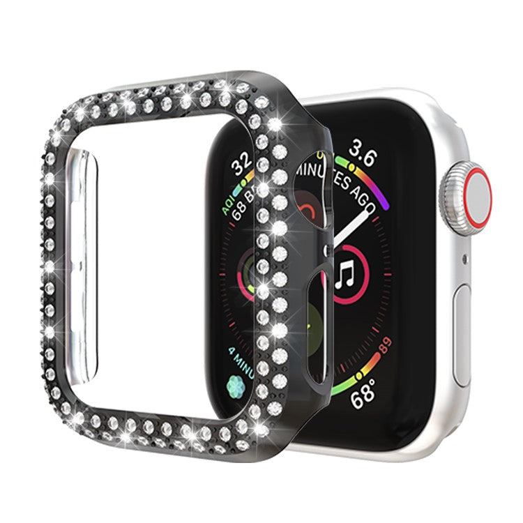 Dual-row Rhinestone Decor Smart Watch PC Case for Apple Watch Series 4 44mm - Black