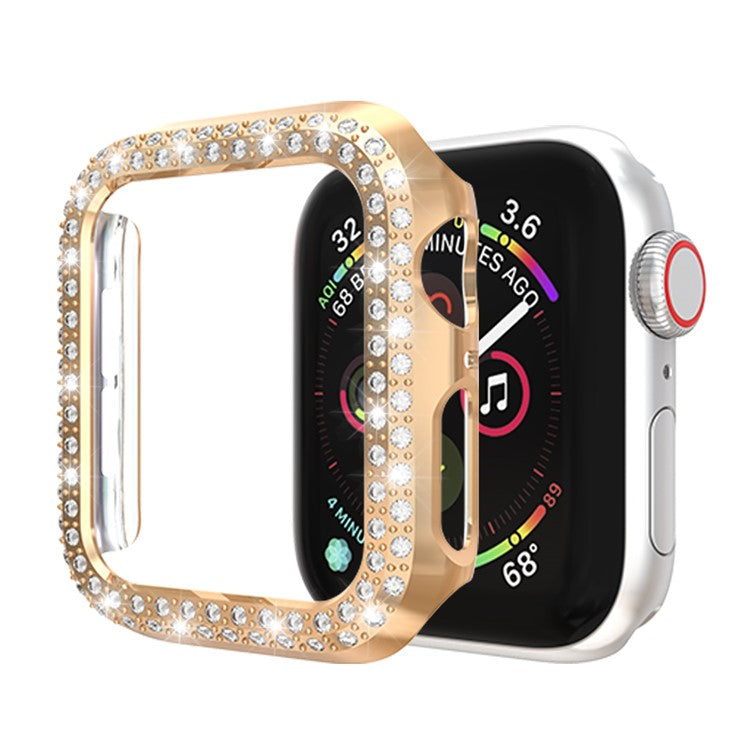 Dual-row Rhinestone Decor Smart Watch PC Case for Apple Watch Series 4 44mm - Rose Gold