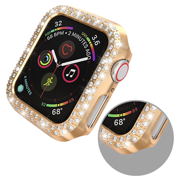 Dual-row Rhinestone Decor Smart Watch PC Case for Apple Watch Series 4 44mm - Rose Gold