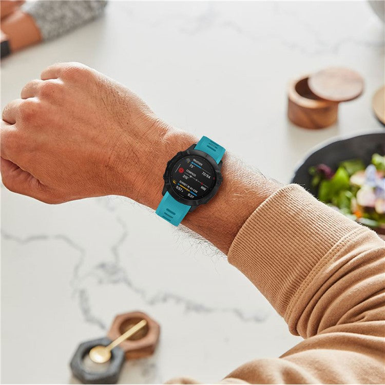Cross Grain Silicone Smart Watch Band Strap Replacement for Garmin Fenix 7X / 6X Sapphire GPS / 6X Pro 51mm / 6X GPS / 5X GPS / 5X Plus - Baby Blue