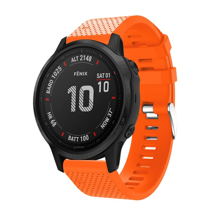 Stylish Silicone Sport Watch Band Strap Replacement with Silver Buckle for Garmin Fenix 7S/6S/6S Pro/5S/5S Plus/Instinct 2S - Orange