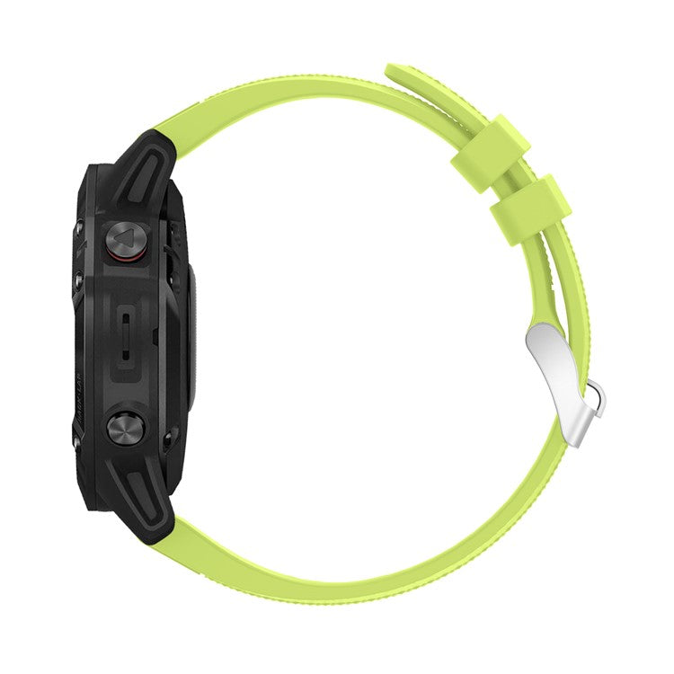 For Garmin Fenix 7X/6X Sapphire GPS/6X Pro/6X GPS/5X GPS/5X Plus Silicone Sport Watch Band Adjustable Watch Strap Replacement with Silver Buckle - Light Green