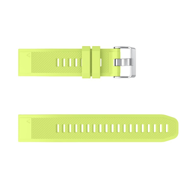 For Garmin Fenix 7X/6X Sapphire GPS/6X Pro/6X GPS/5X GPS/5X Plus Silicone Sport Watch Band Adjustable Watch Strap Replacement with Silver Buckle - Light Green