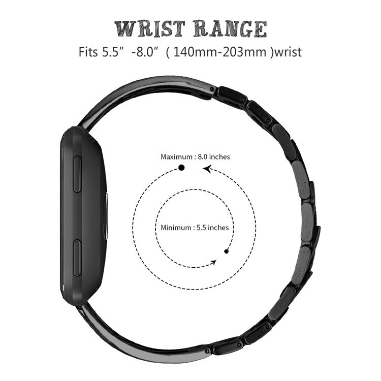 Rhinestone Decor Stainless Steel Watch Band Strap Replacement for Fitbit Versa / Versa Lite - Black