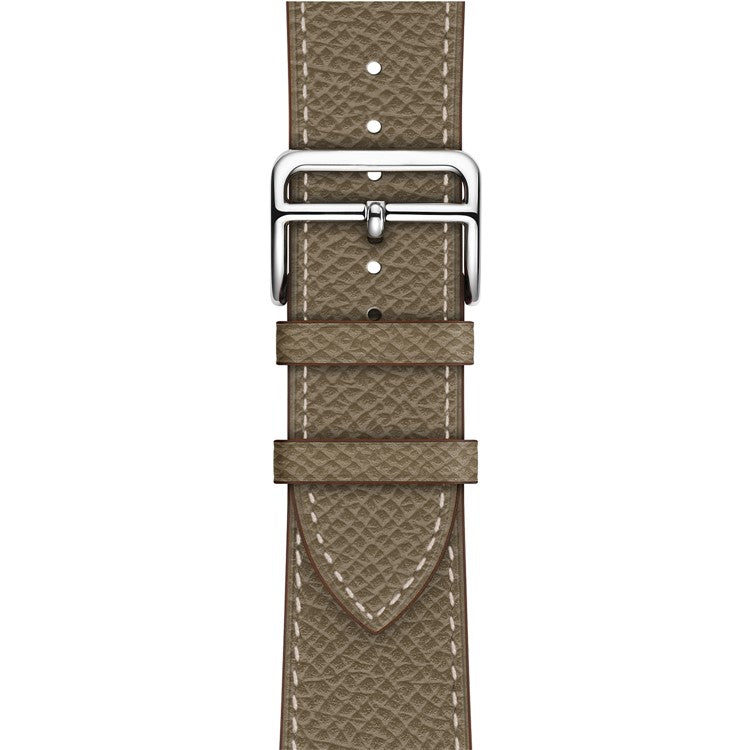 Cross Texture Genuine Leather Smart Watch Wristband for Apple Watch Series 10 42mm / 9 8 7 41mm / SE (2023) SE (2022) SE 6 5 4 40mm / 3 2 1 38mm - Grey