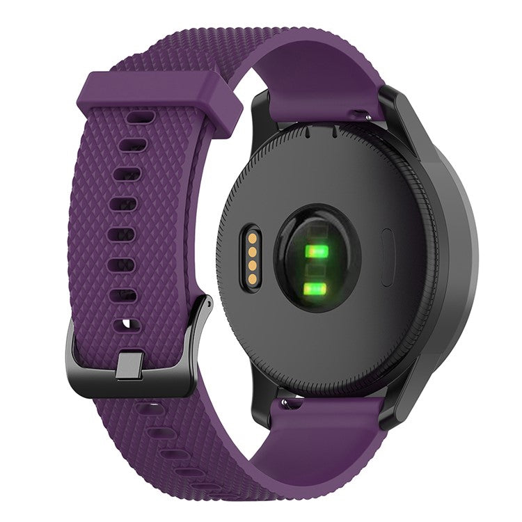 22mm Textured Soft Silicone Strap Watch Band Replacement for Garmin Vivoactive 4 - Purple