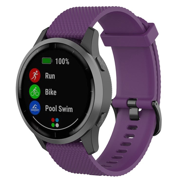 22mm Textured Soft Silicone Strap Watch Band Replacement for Garmin Vivoactive 4 - Purple