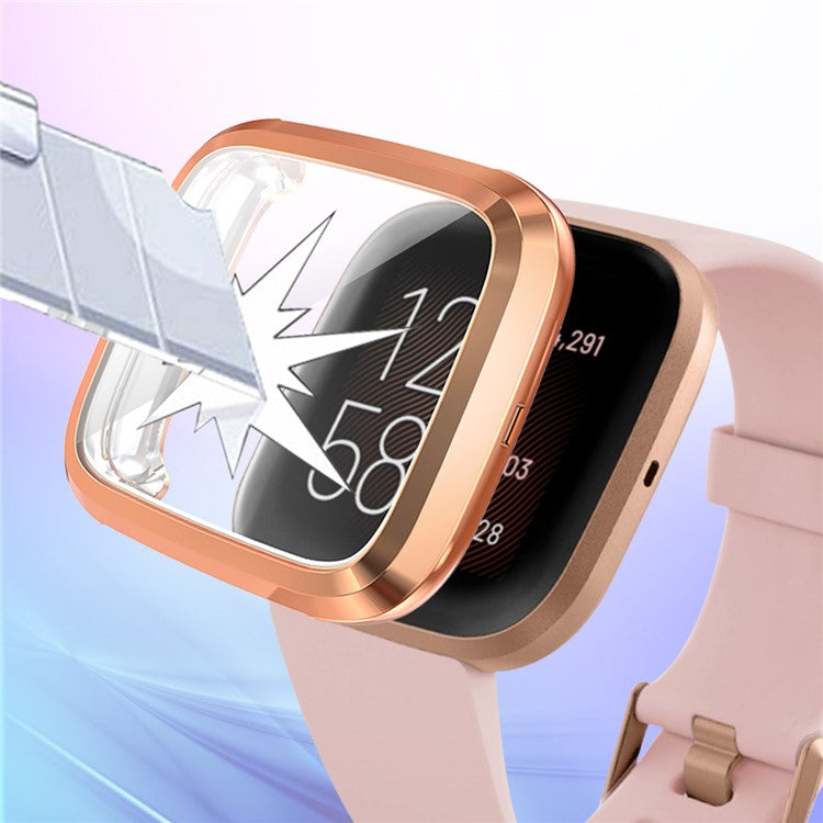 All-round Protective Electroplating TPU Watch Shell for Fitbit Versa 2 - Rose Gold