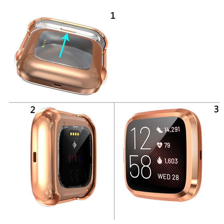 All-round Protective Electroplating TPU Watch Shell for Fitbit Versa 2 - Rose Gold
