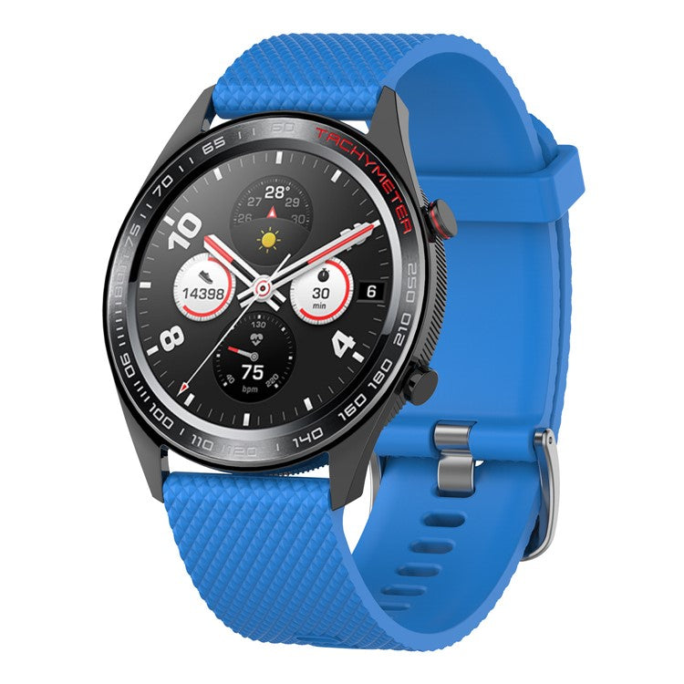 22mm Diamond Texture Silicone Smart Watch Band for Huawei Watch GT/Samsung Galaxy Watch 46mm, etc - Blue