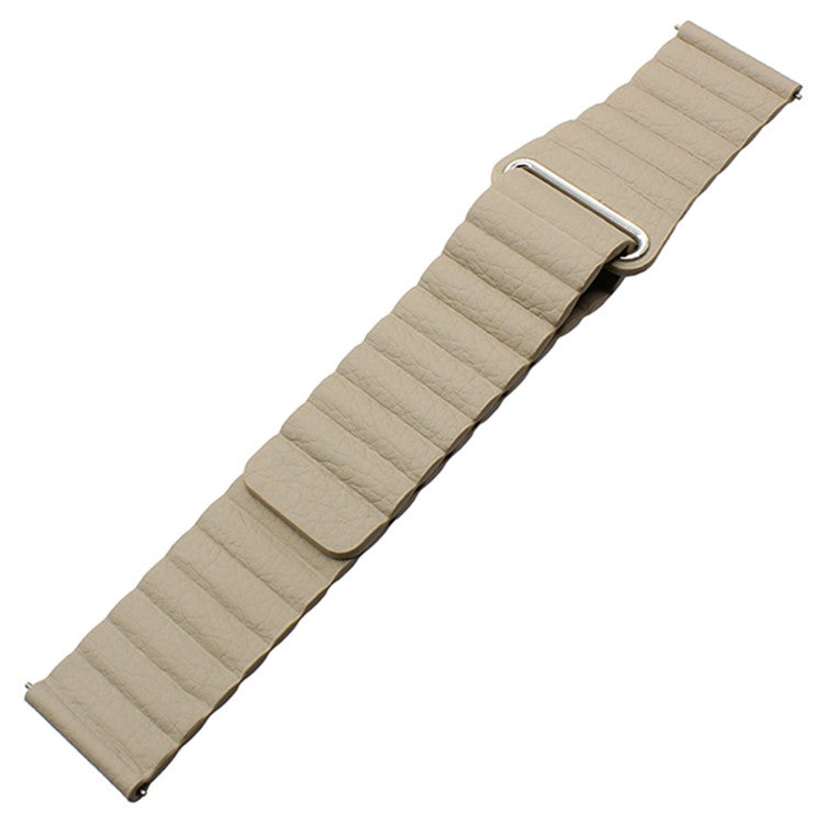 20mm Magnetic Loop PU Leather Watch Band for Samsung Gear Sport/Samsung Galaxy Watch Active2 40mm 44mm - Light Brown
