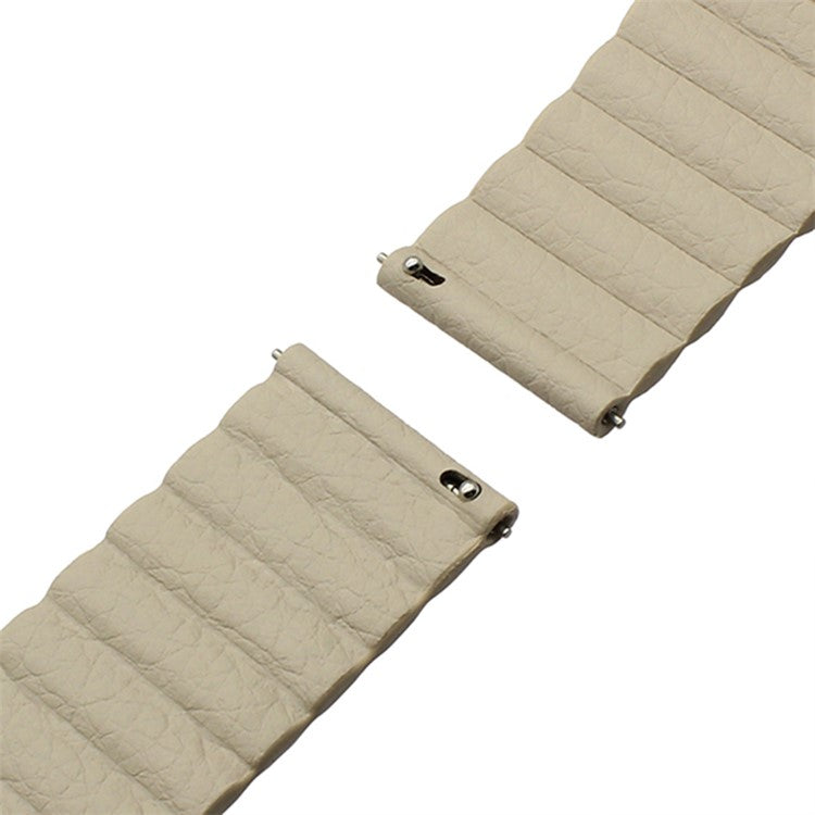 20mm Magnetic Loop PU Leather Watch Band for Samsung Gear Sport/Samsung Galaxy Watch Active2 40mm 44mm - Light Brown