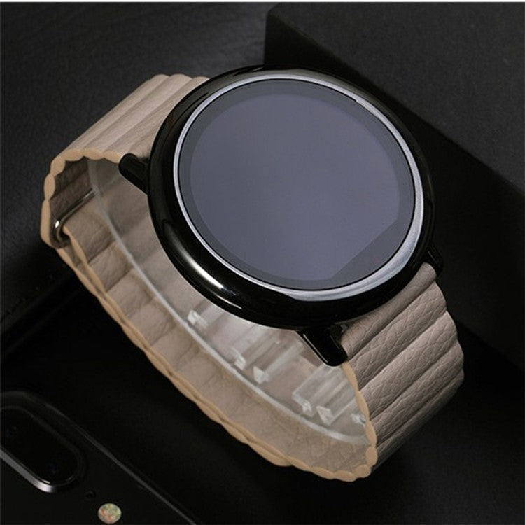 20mm Magnetic Loop PU Leather Watch Band for Samsung Gear Sport/Samsung Galaxy Watch Active2 40mm 44mm - Light Brown