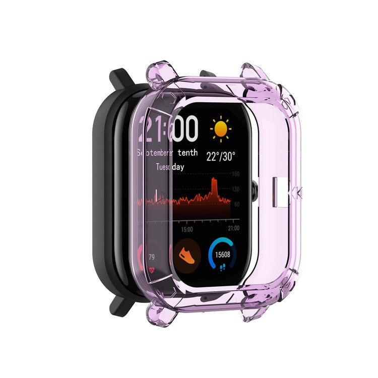 Soft Clear TPU Watch Protective Cover for Huami Amazfit GTS Watch - Transparent Purple