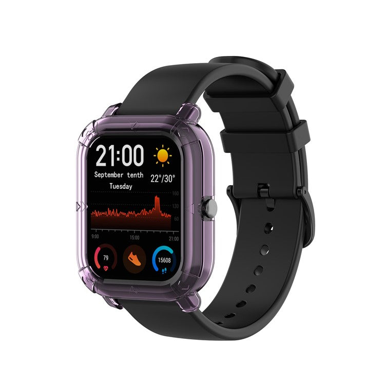 Soft Clear TPU Watch Protective Cover for Huami Amazfit GTS Watch - Transparent Purple