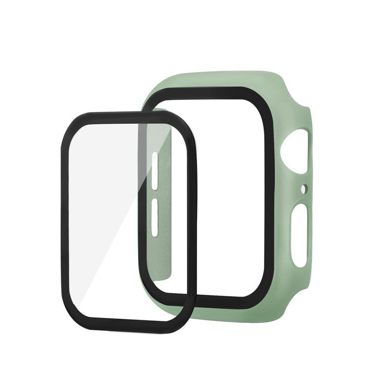 Rubberized PC + Tempered Glass Watch Case for Apple Watch SE / SE (2022) / Series 6 / 5 / 4 44mm - Light Green