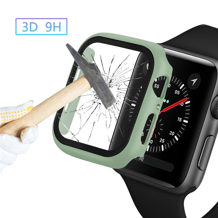 Rubberized PC + Tempered Glass Watch Case for Apple Watch SE / SE (2022) / Series 6 / 5 / 4 44mm - Light Green