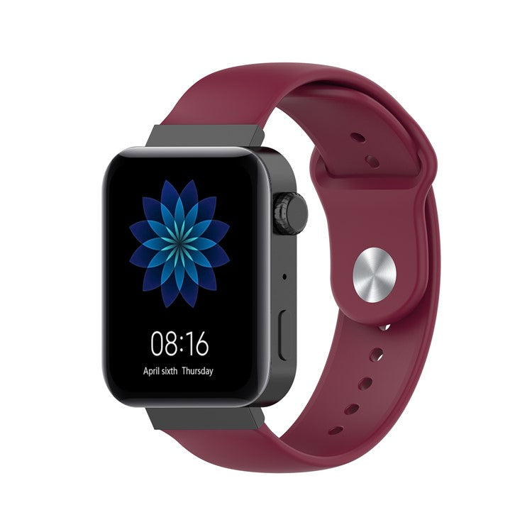 18mm Solid Color Silicone Smart Watch Replacement Strap for Xiaomi Mi Watch - Wine Red