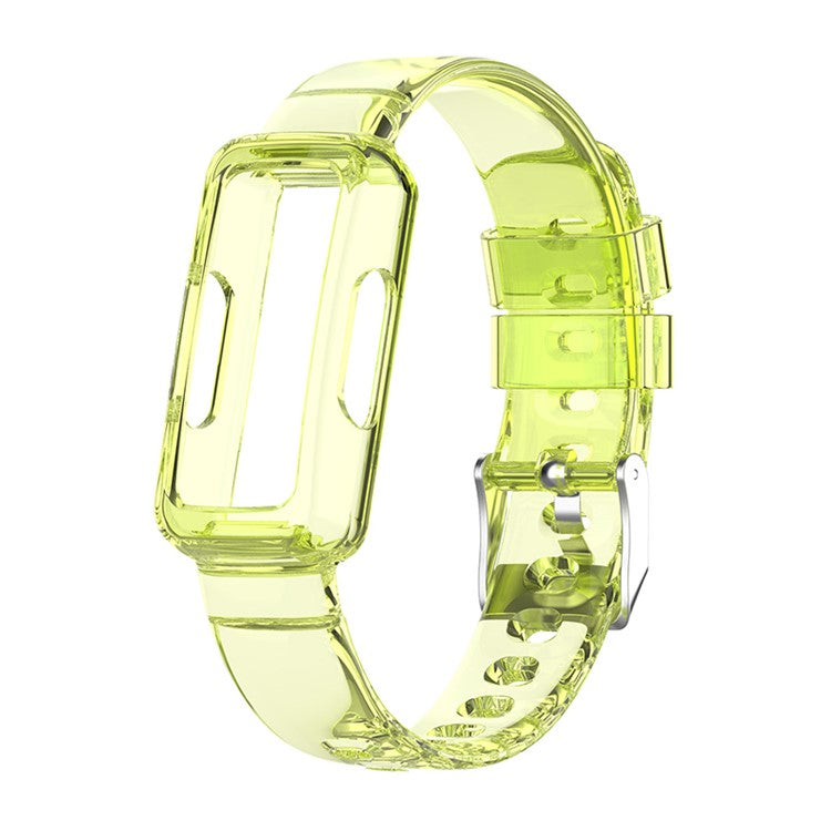 Transparent TPU Watch Case Protector + Adjustable Watch Band for Fitbit Luxe/Inspire HR/Ace 2 3 - Transparent Yellow