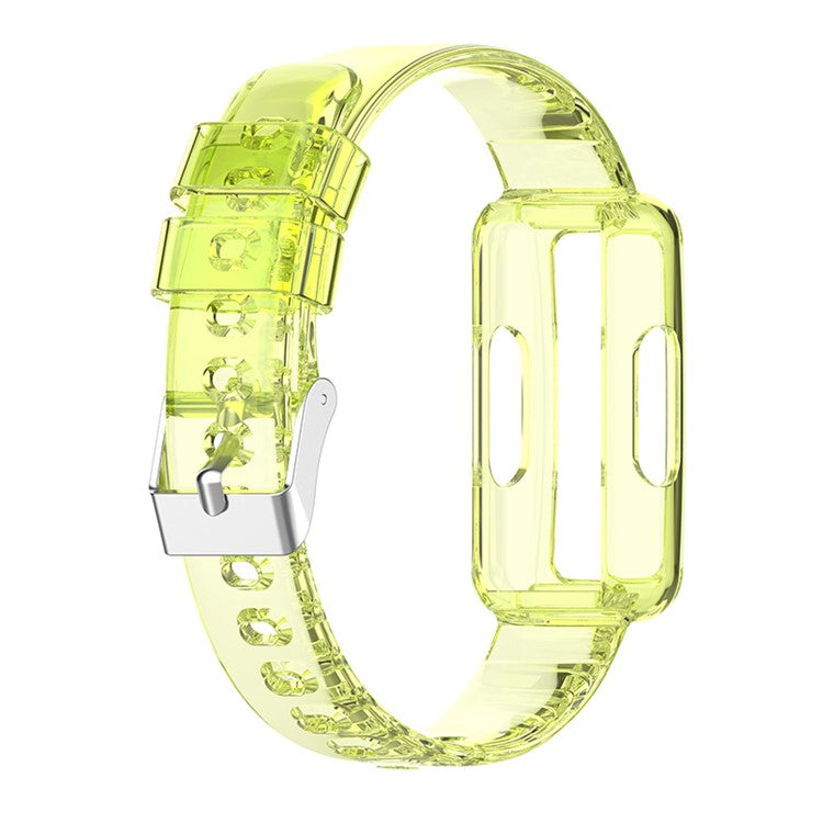 Transparent TPU Watch Case Protector + Adjustable Watch Band for Fitbit Luxe/Inspire HR/Ace 2 3 - Transparent Yellow
