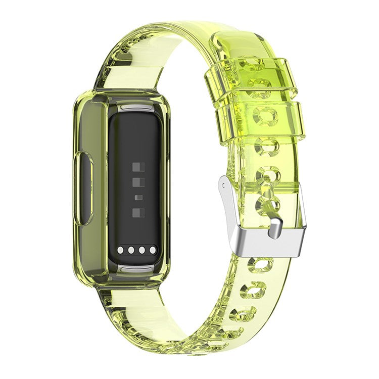 Transparent TPU Watch Case Protector + Adjustable Watch Band for Fitbit Luxe/Inspire HR/Ace 2 3 - Transparent Yellow