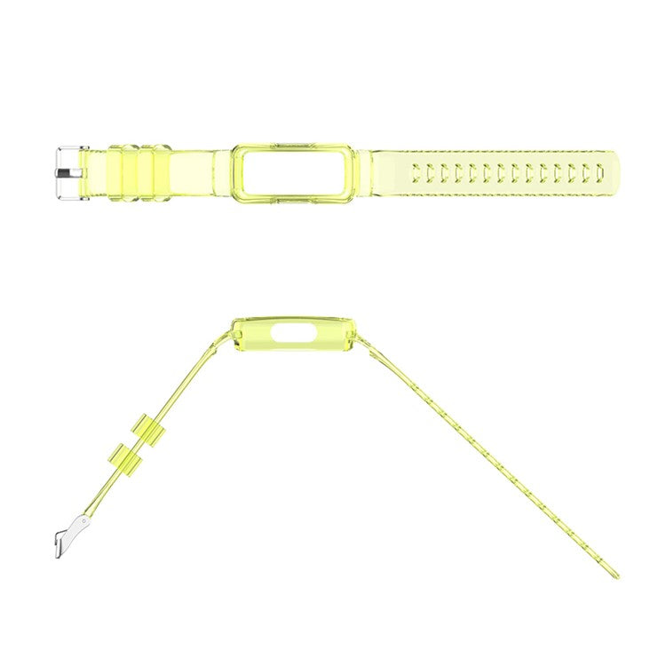 Transparent TPU Watch Case Protector + Adjustable Watch Band for Fitbit Luxe/Inspire HR/Ace 2 3 - Transparent Yellow