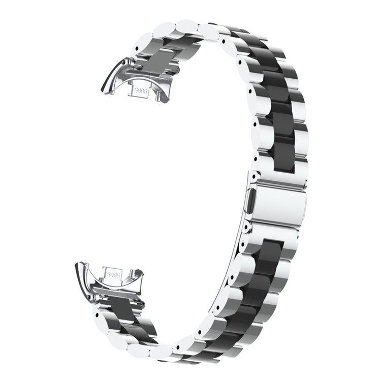 For Xiaomi Smart Band 9 NFC / 9 / 8 NFC / 8 3 Beads Smart Watch Metal Band Replacement Wrist Strap - Silver+Black