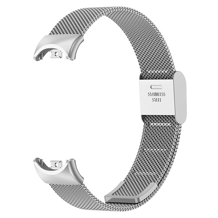 For Xiaomi Smart Band 9 NFC / 9 / 8 NFC / 8 Milanese Smartwatch Strap Metal Fine Mesh Wrist Band with Buckle - Silver