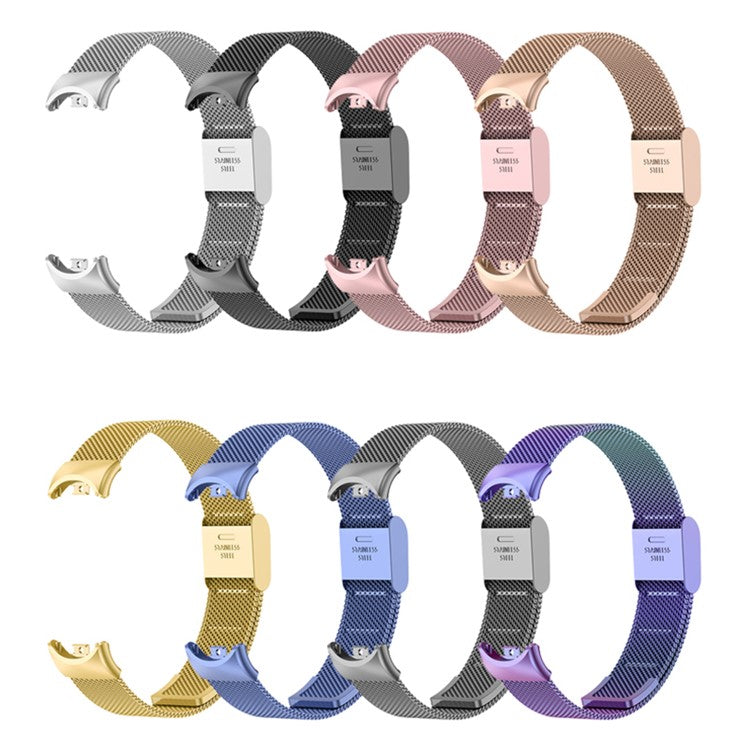 For Xiaomi Smart Band 9 NFC / 9 / 8 NFC / 8 Milanese Smartwatch Strap Metal Fine Mesh Wrist Band with Buckle - Silver