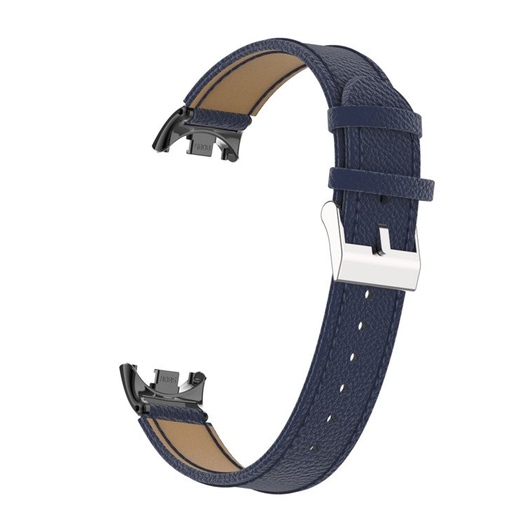 For Xiaomi Smart Band 9 NFC / 9 / 8 NFC / 8 Genuine Cow Leather Watch Band Watch Strap with Connector - Blue