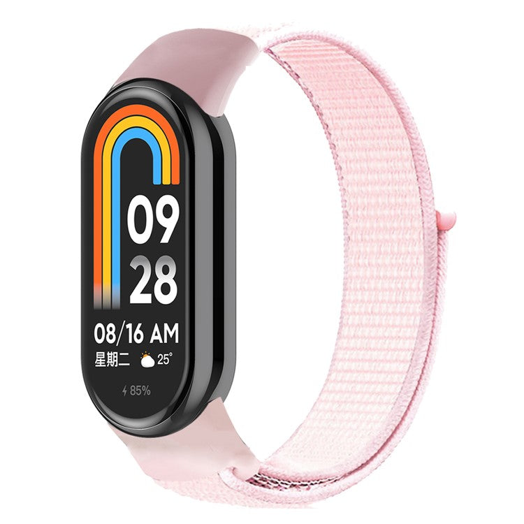 For Xiaomi Smart Band 9 NFC / 9 / 8 NFC / 8 Soft Nylon Watch Band Adjustable Sport Wrist Strap - Pearl Pink