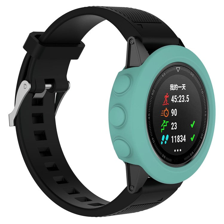 Anti-aging Soft Silicone Protective Case Cover for Garmin Fenix5X/5X Plus - Cyan