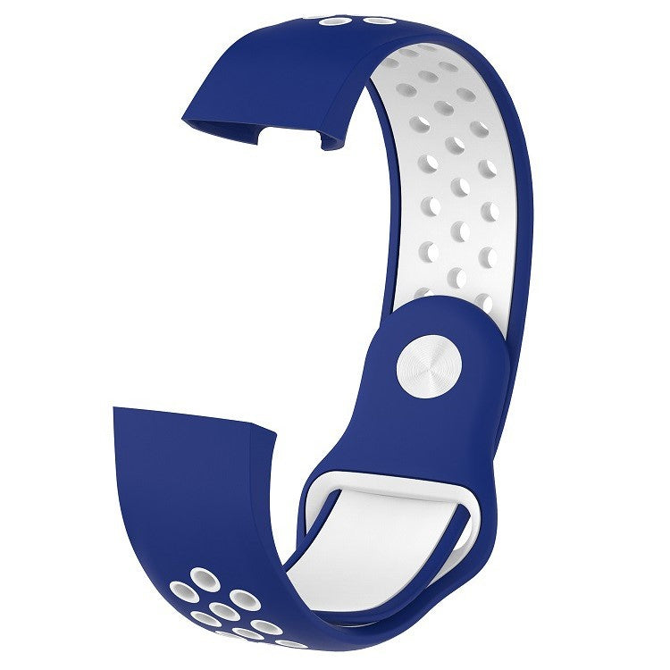 Adjustable Size Bi-color Silicone Smart Watch Strap Band for Fitbit Charge 3, Size: L (160 - 240mm / 6.30 - 9.45") - Blue / White