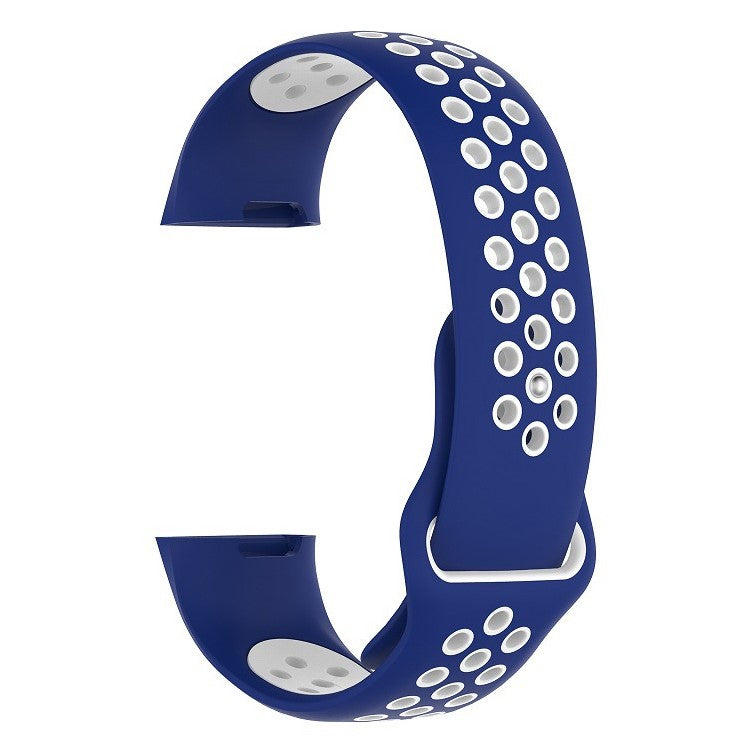 Adjustable Size Bi-color Silicone Smart Watch Strap Band for Fitbit Charge 3, Size: L (160 - 240mm / 6.30 - 9.45") - Blue / White