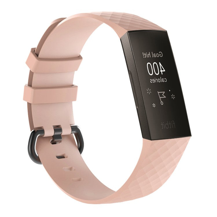 Geometric Pattern Silicone Watchband Strap for Fitbit Charge 4 / 3 - Pink