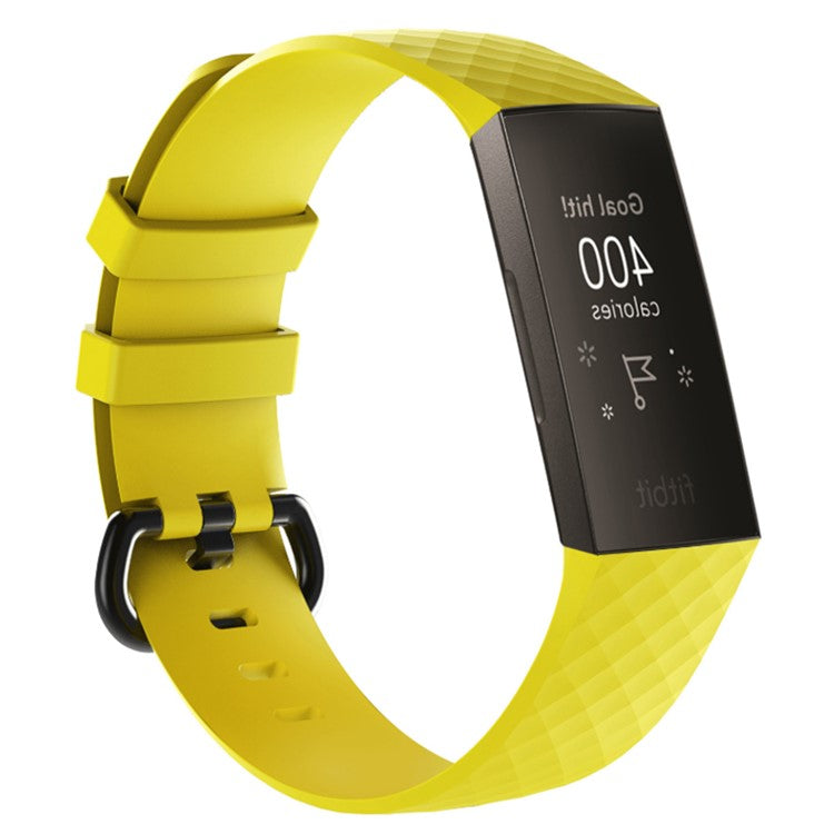 Geometric Pattern Soft Silicone Watch Band for Fitbit Charge 4 / 3 - Yellow
