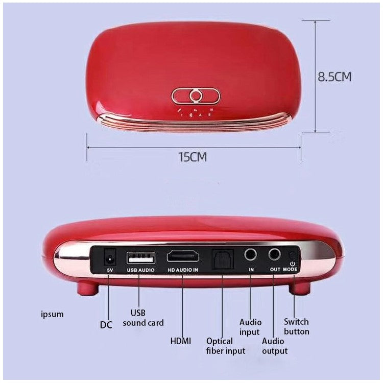 K8 Dual Wireless Microphones Mini Family Home Karaoke System Singing Machine Box - Red/US Plug