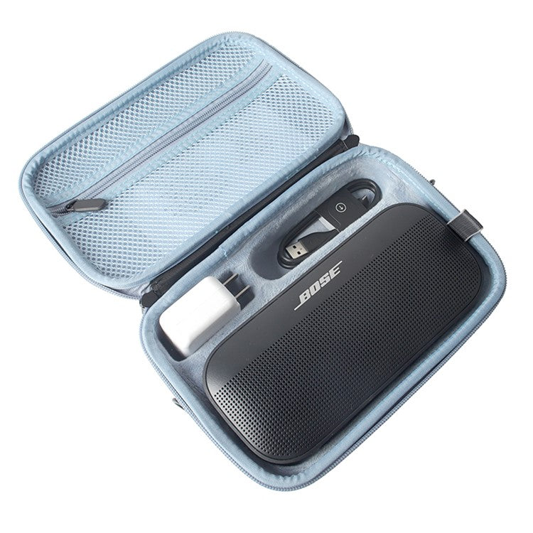 For Bose SoundLink Flex Shockproof Storage Box Dustproof Wear-resistant Speaker Storage Case Bag with Shoulder Strap - Black / Blue