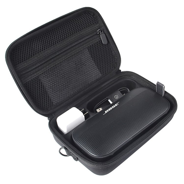 For Bose SoundLink Flex Shockproof Storage Box Dustproof Wear-resistant Speaker Storage Case Bag with Shoulder Strap - Black
