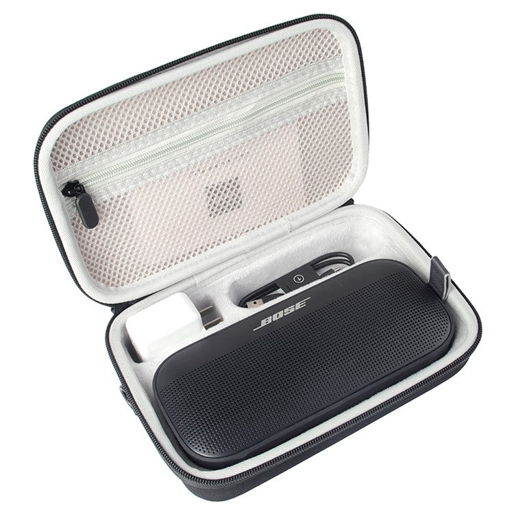 For Bose SoundLink Flex Shockproof Storage Box Dustproof Wear-resistant Speaker Storage Case Bag with Shoulder Strap - Black / Grey