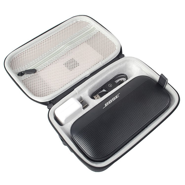 For Bose SoundLink Flex Shockproof Storage Box Dustproof Wear-resistant Speaker Storage Case Bag with Shoulder Strap - Black / Grey