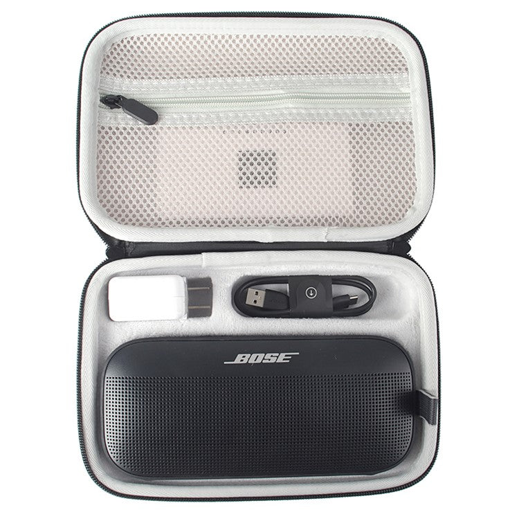 For Bose SoundLink Flex Shockproof Storage Box Dustproof Wear-resistant Speaker Storage Case Bag with Shoulder Strap - Black / Grey